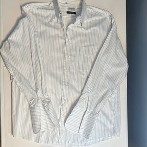Zanetti Men's White and blue Striped Shirt